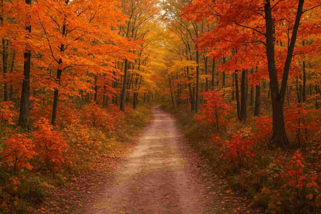 autumn forest path local orange leaves Coquitlam BC Fall Fun Family Activities autumn forest path local orange leaves | GPS: 49.355099, -122.685355