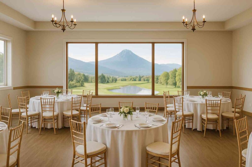 dining room with mountain view local event space | GPS: 49.396123, -122.622466