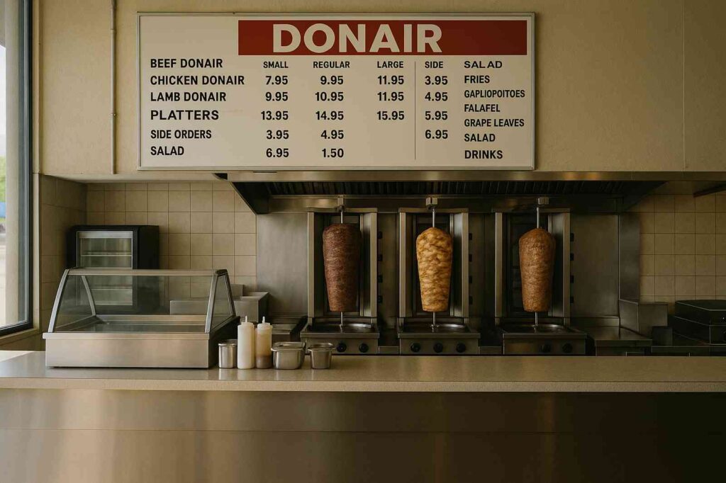 donair menu local fast food restaurant interior | GPS: 49.331461, -122.721593