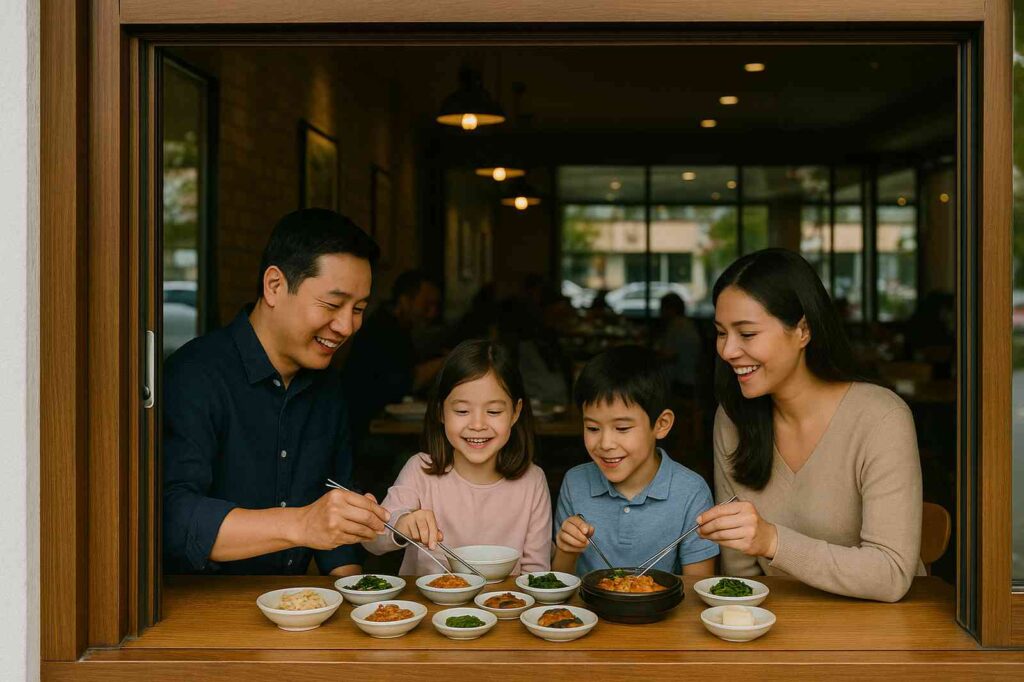 family enjoying local food at restaurant window | GPS: 49.368262, -122.665176