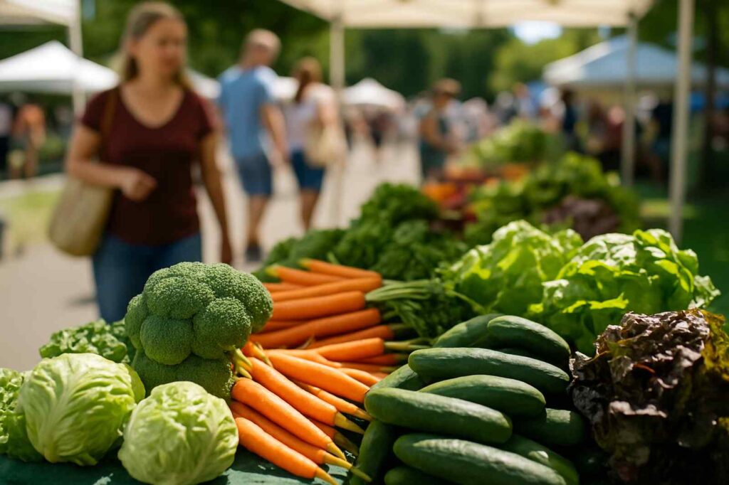 fresh vegetables at farmers market directory | GPS: 49.388435, -122.634251