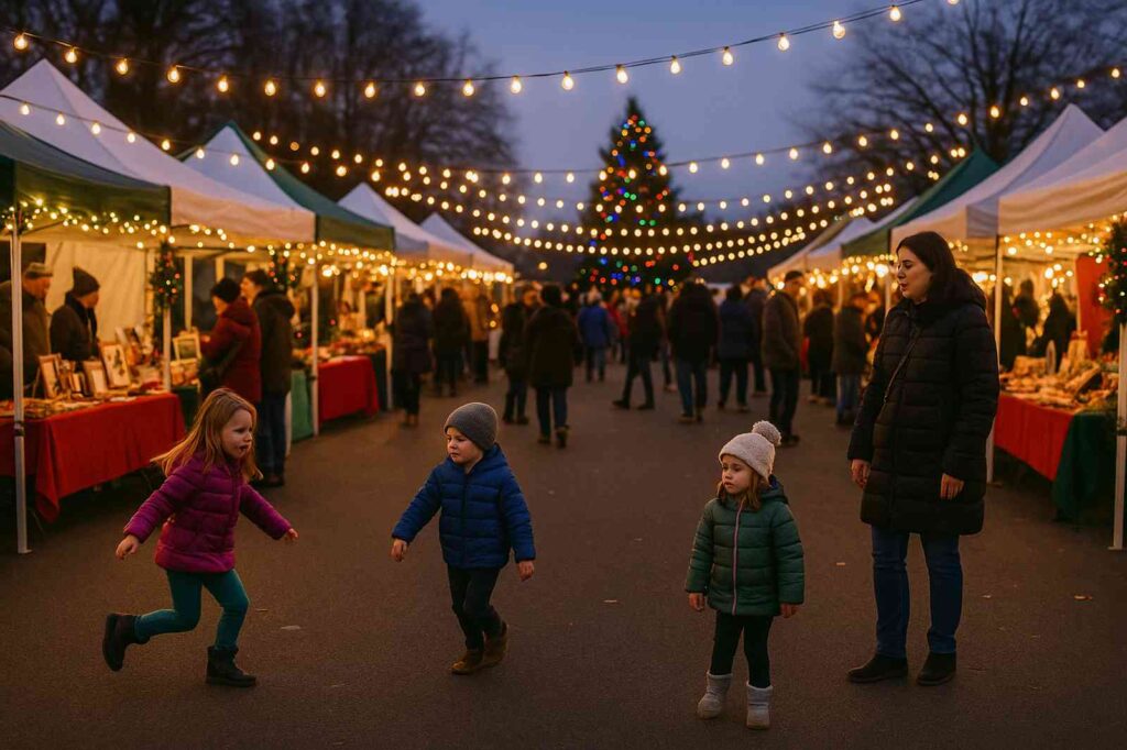 holiday market directory children lights tents | GPS: 49.320891, -122.737796