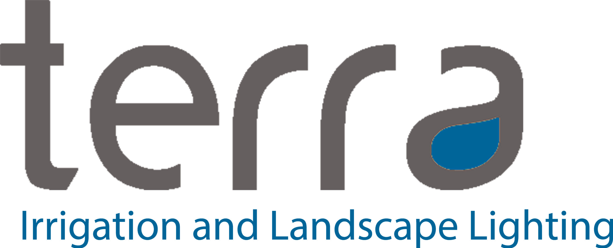 Here's a logo for Terra Irrigation and Landscape Lighting, specializing in Coquitlam BC, with a modern font and a stylized water droplet.