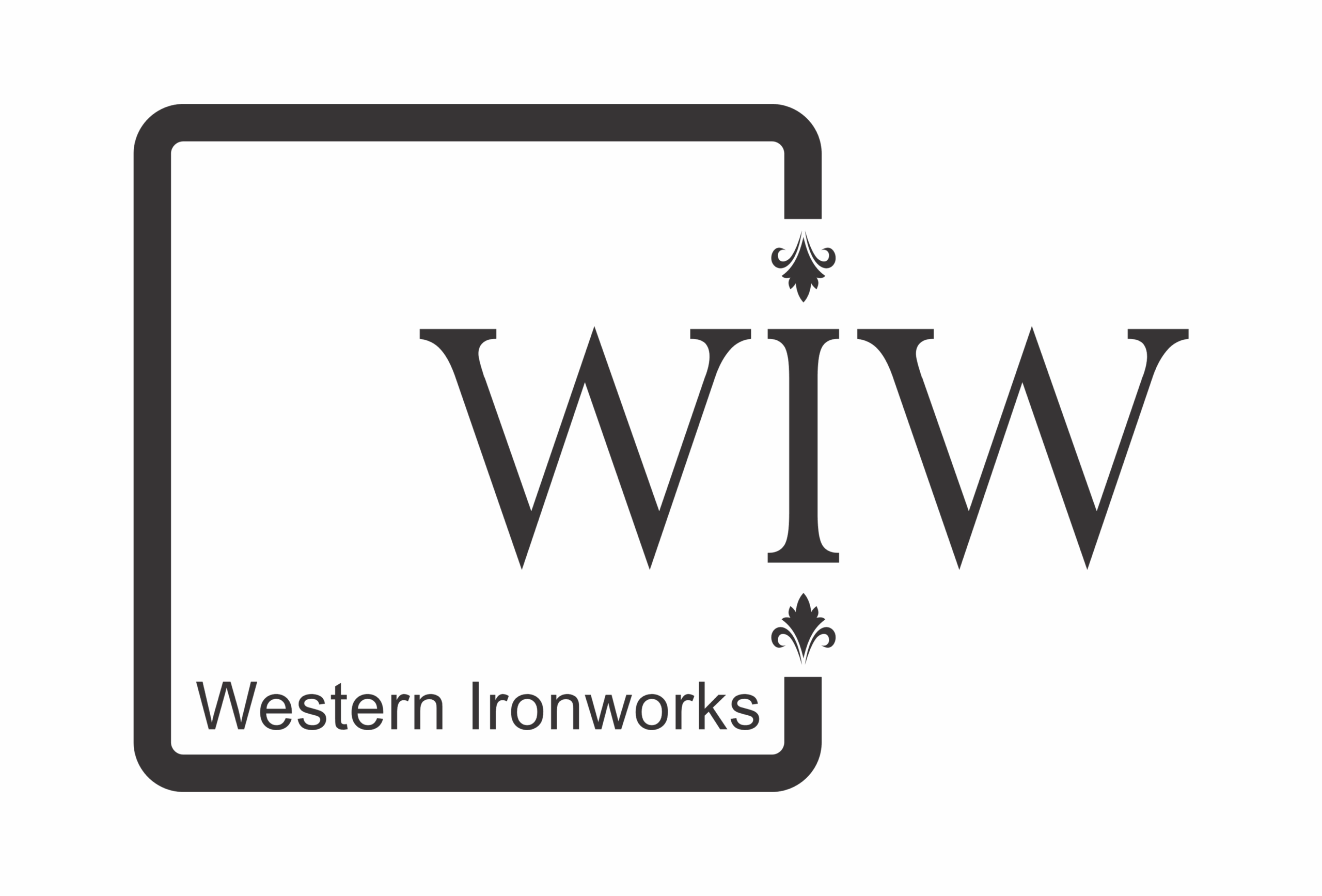 Logo for Western Ironworks, featuring the letters "WIW" between two fleur-de-lis, framed by a rectangle, possibly based in Coquitlam, BC.
