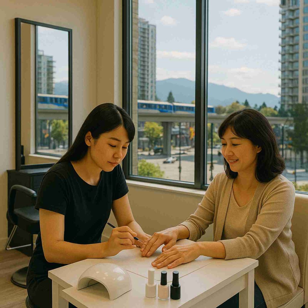 nail art session in coquitlam salon with friends | GPS: 49.305373, -122.761585