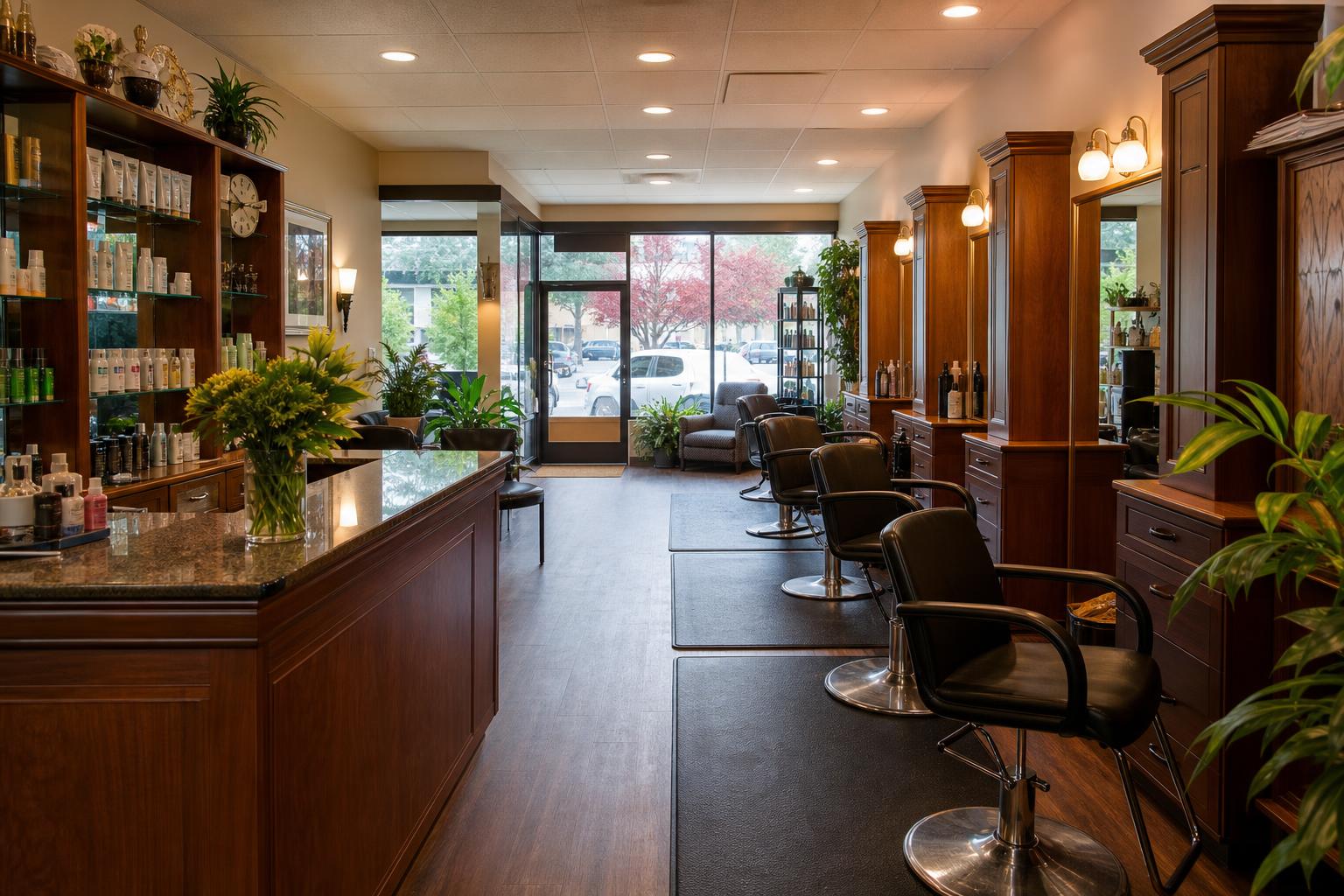 Westwood Salon in Coquitlam with calm styling area and contemporary chairs