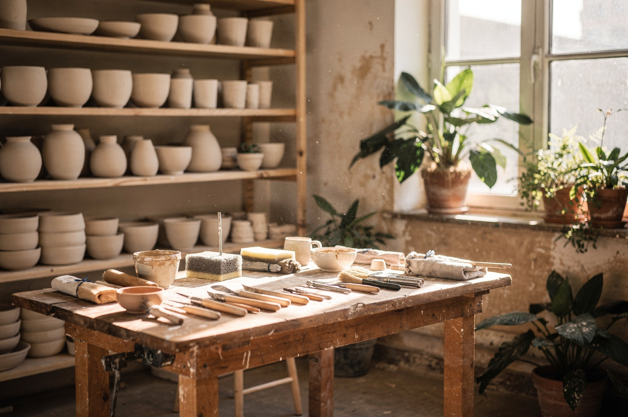 pottery studio display local artisan ceramics