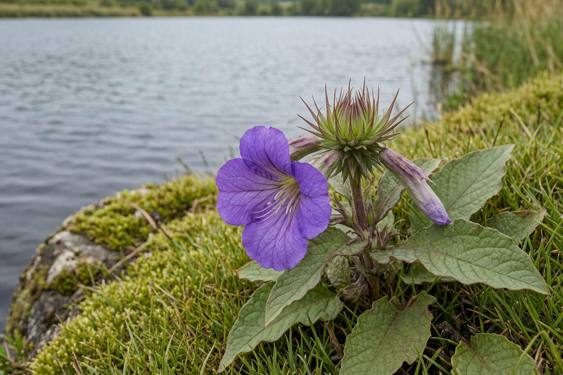 A close-up of a purple flower